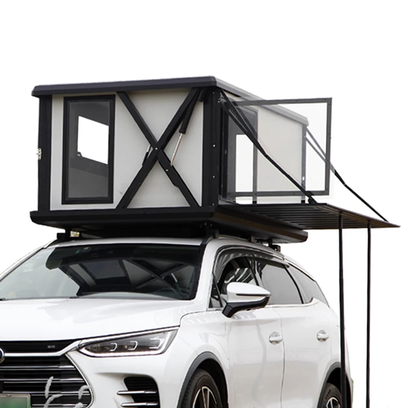 خيمة علوية على السطح من الألومنيوم للطرق الوعرة مع نظام رفع كهربائي على سطح السيارة مقاوم للماء بسعة 2-4 أشخاص للتخييم #2