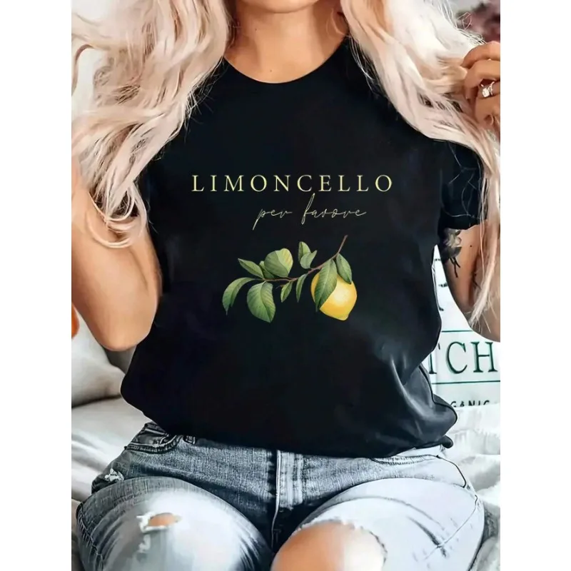 

Женская летняя повседневная футболка с круглым вырезом LIMONCELLO Per Favore с круглым вырезом Harajuku, большие размеры, уличная комфортная футболка