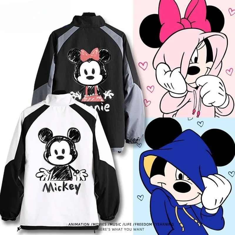 

Куртка с Микки и Минни Диснеем, одежда с героями мультфильмов для мужчин и женщин, повседневная индивидуальная трендовая куртка для пар, подарок, оптовая продажа