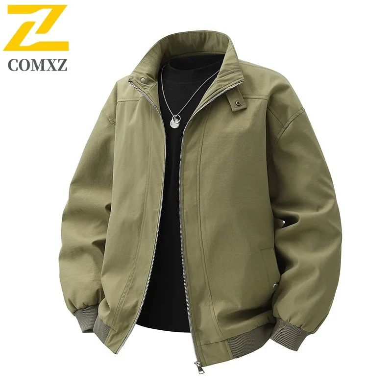 

COMXZ 2025 мужские куртки больших размеров с воротником-стойкой, легкая ветрозащитная уличная рабочая одежда для кемпинга, весенне-осенняя красивая куртка