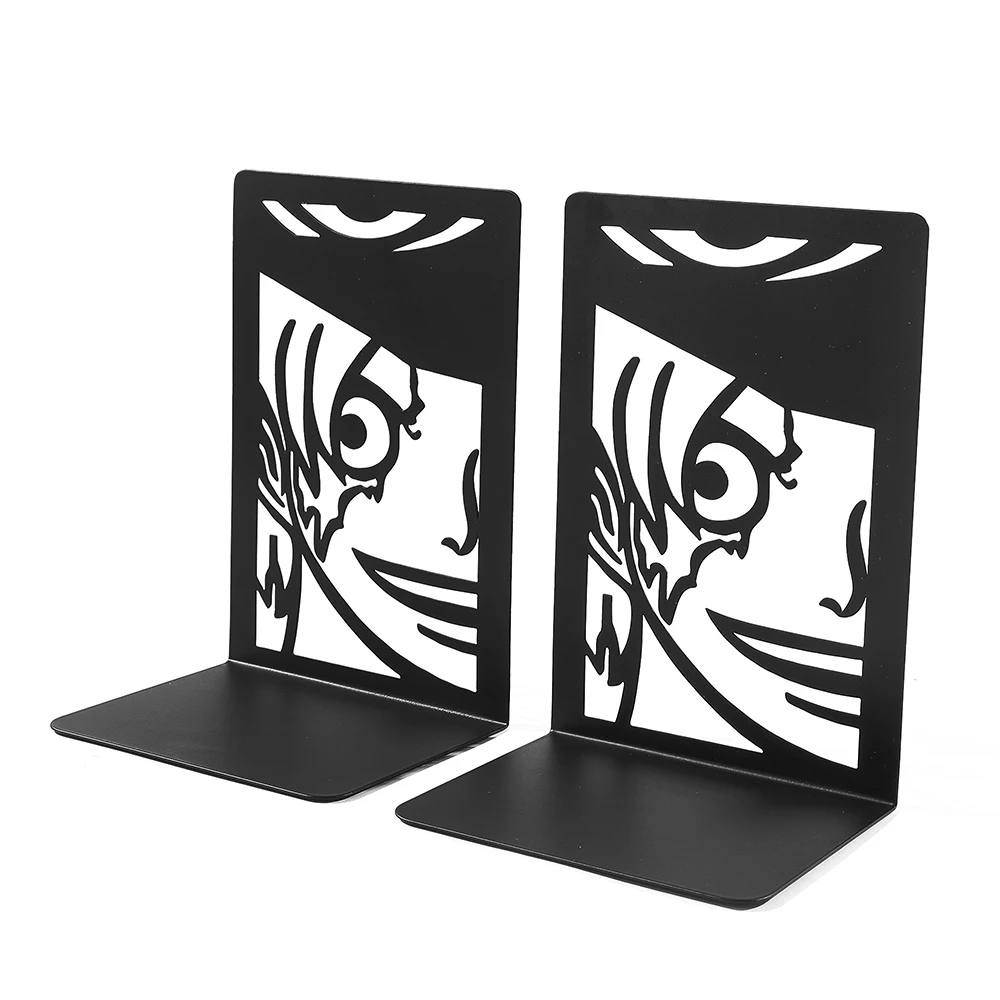 2pcs Anime One Piece Ace Book Ends, Non-Slip Metal Book Ends Office Bookends for Fans Collection Organise Desktop Bookends