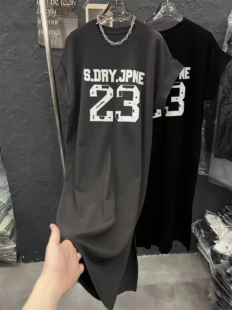 Summer New plus Size Women's Sleep Dress T-Shirt Long Dress Korean Version Loose Big Size Slimming Dress Can Be Worn outside
