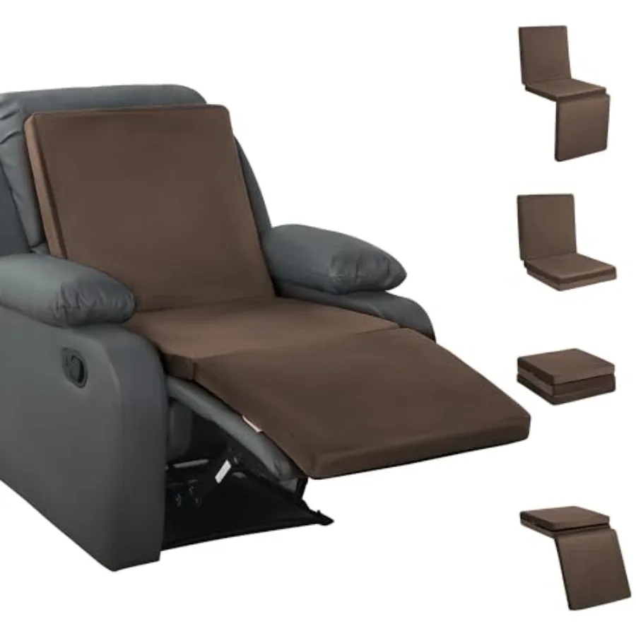 

3-in-1 Recliner Seat Cushion with Lumbar Support Pillow and Footrest Multi-Functional Adjustable Height 2" to 6" for You to Cho