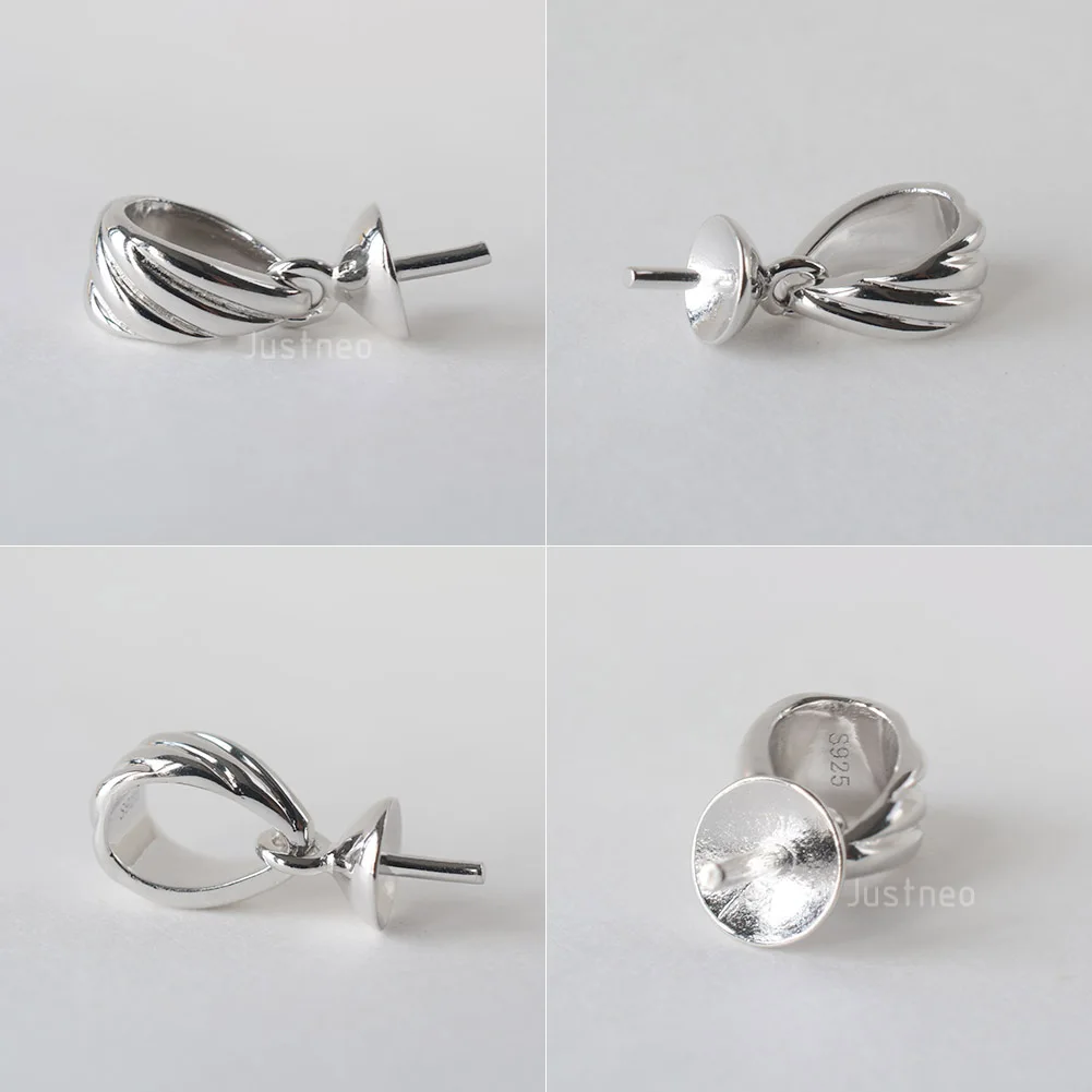 الصلبة 925 فضة الكفالة قلادة المشبك موصل ، قرصة الكفالة مع كوب شماعة للقلادة و قلادة مجوهرات ، 1 قطعة