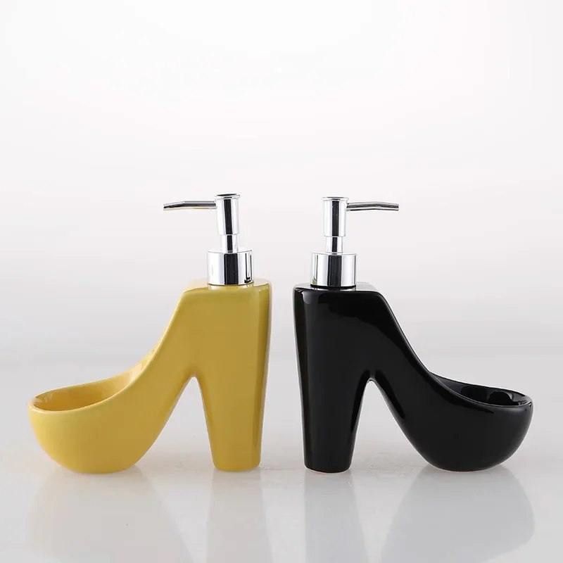 Creative high-heeled shoes Ceramic lotion dispenser Bottled hand sanitizer Shampoo shower gel with sponge base soap dispenser