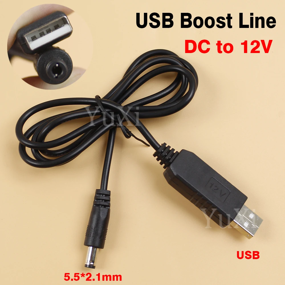 1Pc USB Power Boost Line DC 5V 9V 12V Step UP USB Converter Adapter Cable DC 5.5*2.1mm Round Hole Plug Charging Booster Cable