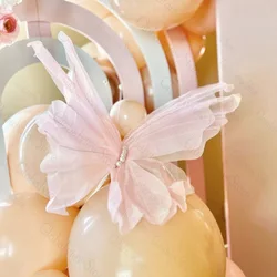 2Pcs Huge Pearl Organza Butterflies Gauze Purple Pink Butterfly Decoration Butterfly Themed Baby Shower Birthday Wedding Decor