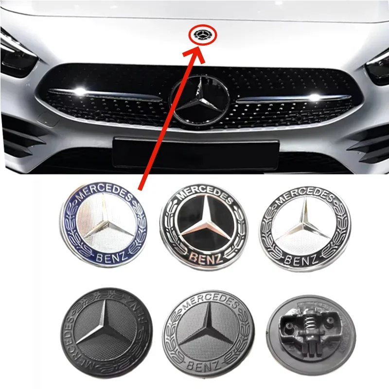 

1pcs 57mm car aluminum hood emblem front badge modification accessories suitable for Mercedes Benz AMG A B C E G W212 W213 W214