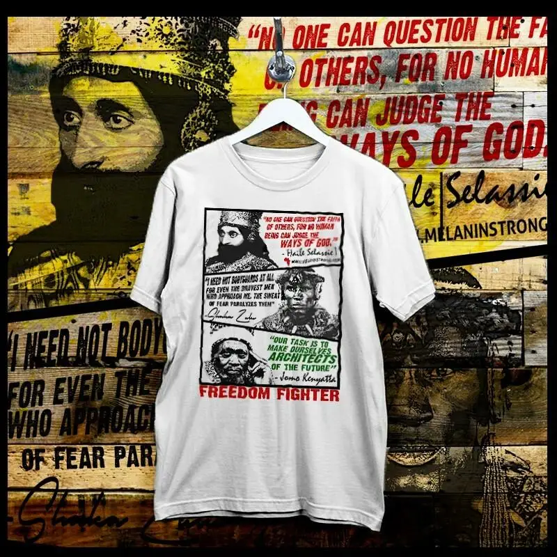 Camiseta Haile Selassie Shaka Zulu, Jomo Kenyatta African Power Freedom XL blanco