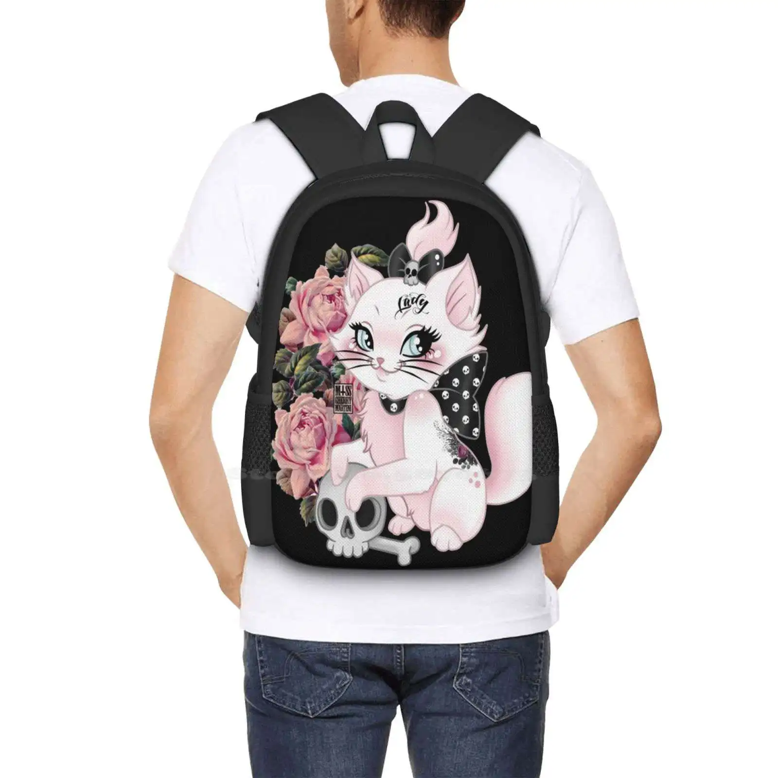 Still A Lady Hot Sale Backpack Fashion Bags Kitten Tattooed Cat Crazy Cat Lady Gothic Cat