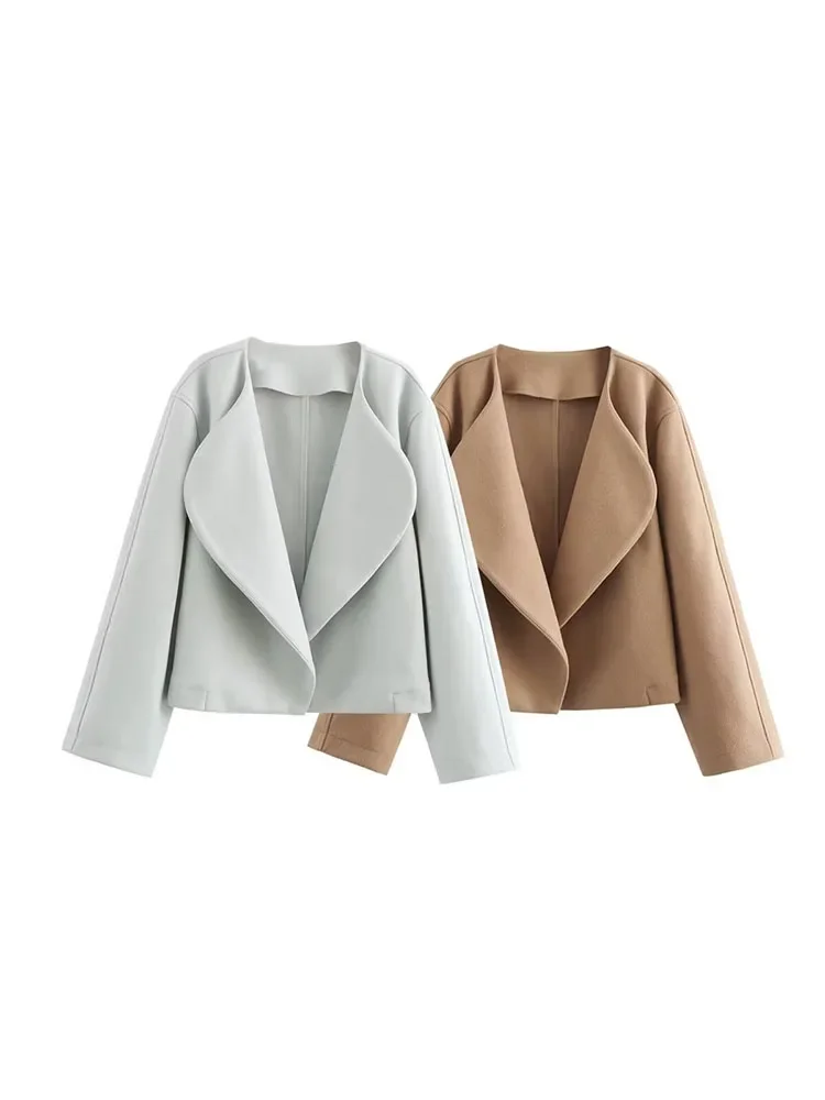 LIBIELIY 2024 European And American Style Women's Clothing New Simple Versatile Casual Temperament Two-color Lapel Jacket