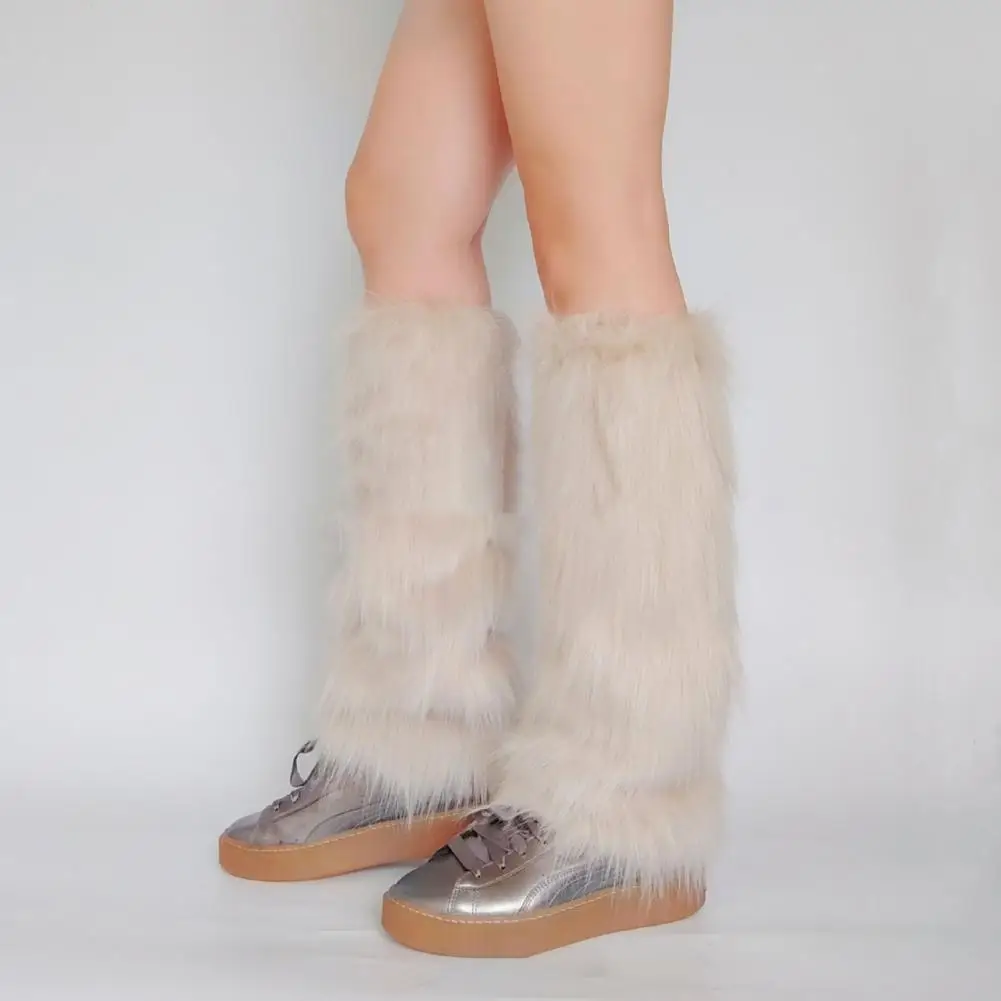 

Full Coverage Leg Protectors Plush Faux Fur Leg Warmers for Women Soft Fuzzy Boot Covers Winter Warm Boot for Party for Women