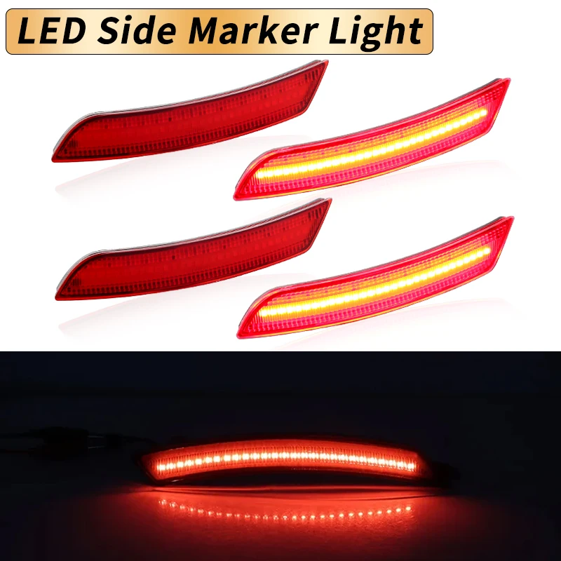 2/4PCS LED Front Red LED Fender Side Marker Lights Reflector Turn Signal Lamp For Chevrolet Chevy Camaro Cadillac CTS ATS