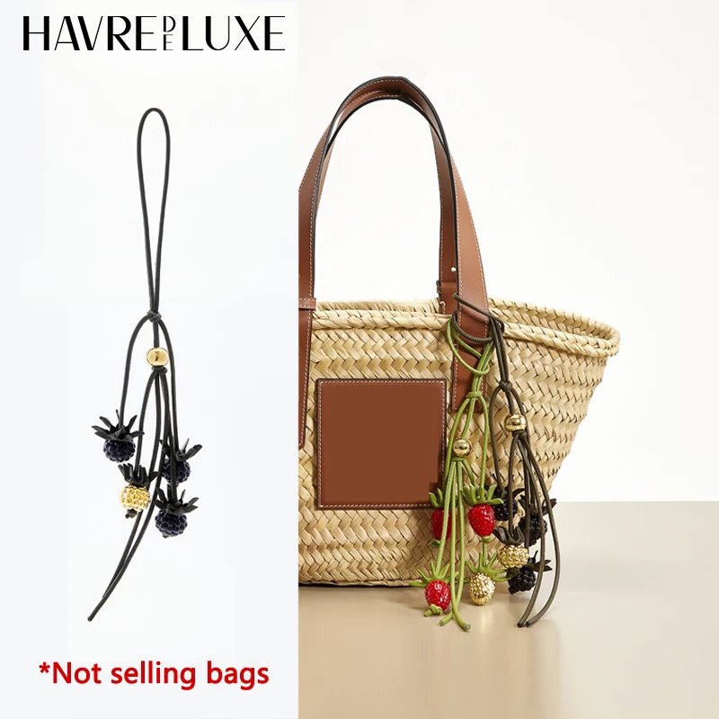 Berry raspberry blackberry tomato cowhide bag charm for women's bag fashion decoration pendant hanging bag accessories