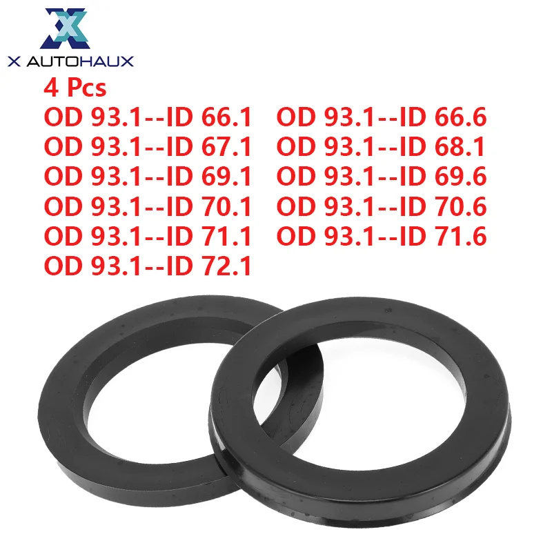 X Autohaux 93.1 مللي متر إلى 66.1-72.1 مللي متر العالمي السيارات سيارة محور عجلات حلقات مركزية عجلات مركز رمح امتصاص الصدمات Hubrings 4 قطعة