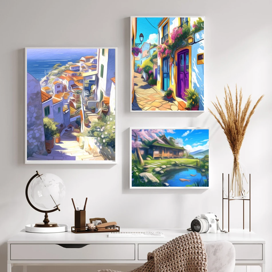Sdoyuno-数字による絵画,風光明媚な街,油,フレーム付 - Art Craft Picture のレビューと価格
