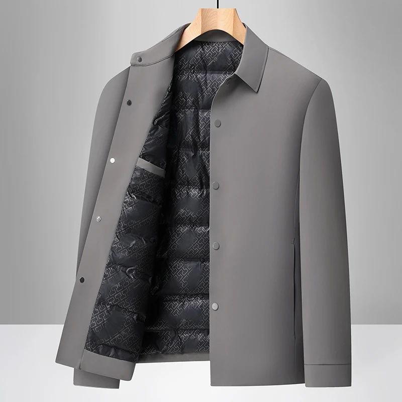 High-End Man Luxury down Jacket Lapel 3D Cutting Elegant Collar Warm Windproof British Style Fashion Winter Hot Men's Clothing