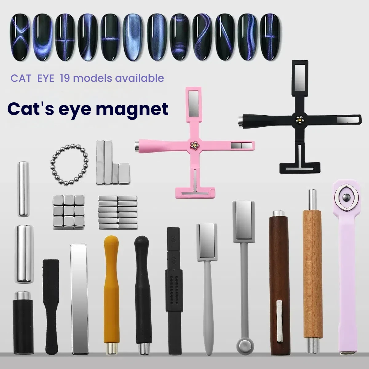Double Head Multi - Shape Magnetic Rod for Cat Eye Nail Art Rectangular Round Tips Magnet  Tools for Gel Polish Patterns
