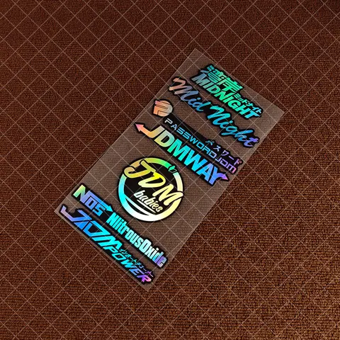 7 Pieces of Car Sponsor Stickers - Car Vinyl Decals for Customizing Cars (Suitable for JDM, Laser Gradient Color JDM)