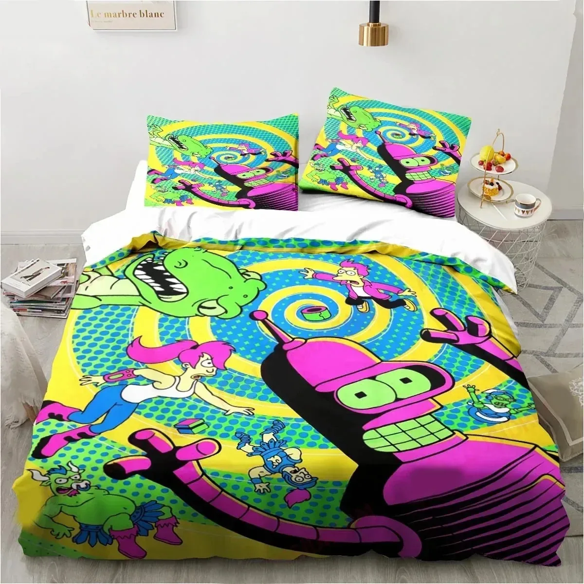 

Cartoon Futuramas Bender Bedding Set Duvet Cover Bed Set Quilt Cover Pillowcase Comforter king Queen Size Boys Adult Bedding Set