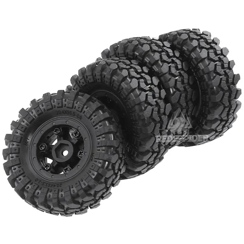 4pcs 1.0'' Crawler Tires and Plastic Beadlock Wheels for 1/24 RC Crawler Axial SCX24 90081 AXI00001 FCX24