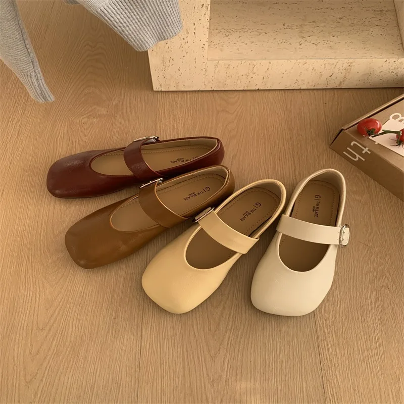 バレリーナシューズ-女性用-2026-ローヒール-夏靴-レディース-浅口-スクエアトゥ-女性用履物-ファー付き-バレエシューズ-快適