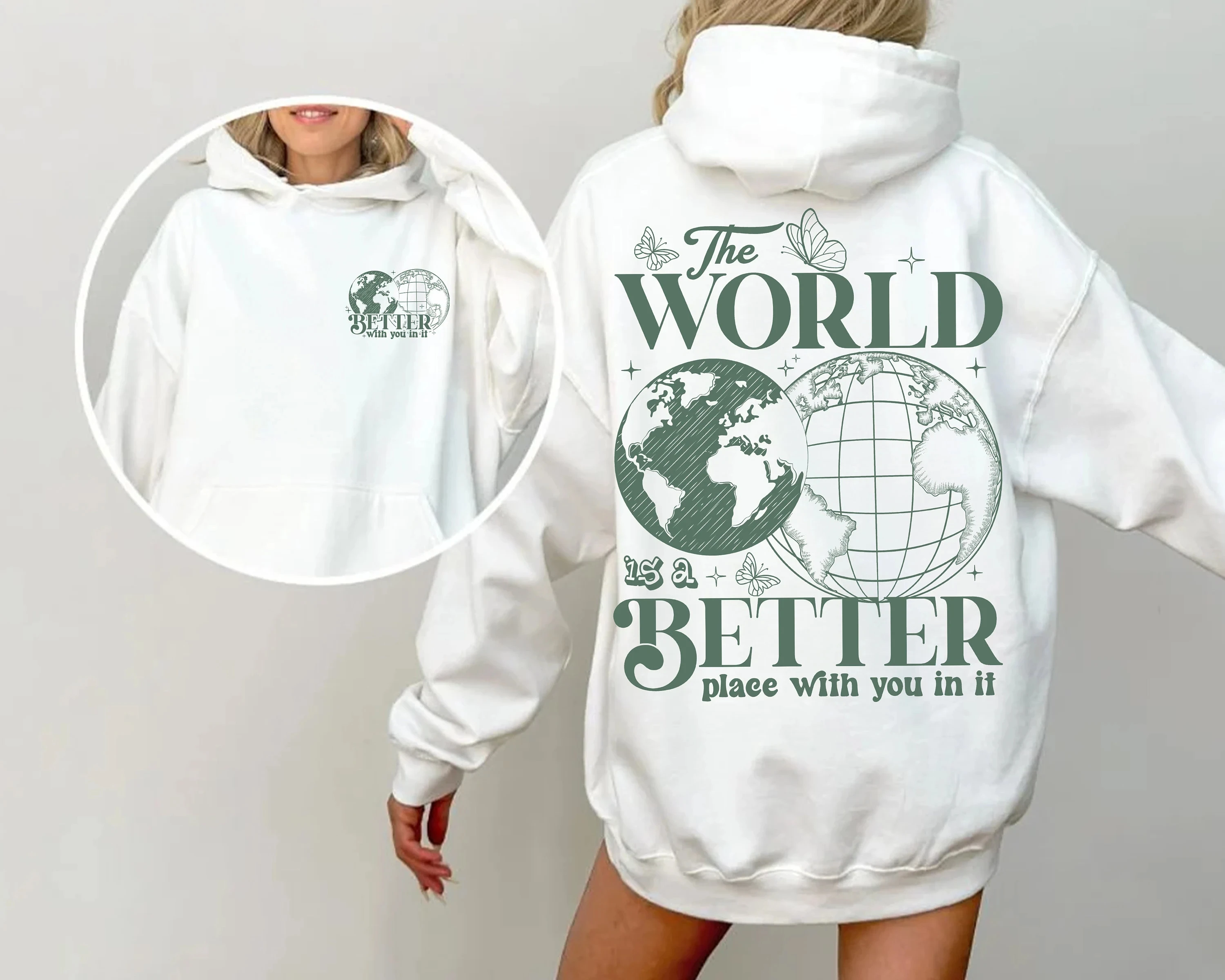 

Толстовка с капюшоном The World Is A Better, мужская и женская толстовка с длинными рукавами, пуловер Y2k, топы, модная осенне-зимняя одежда, толстовки