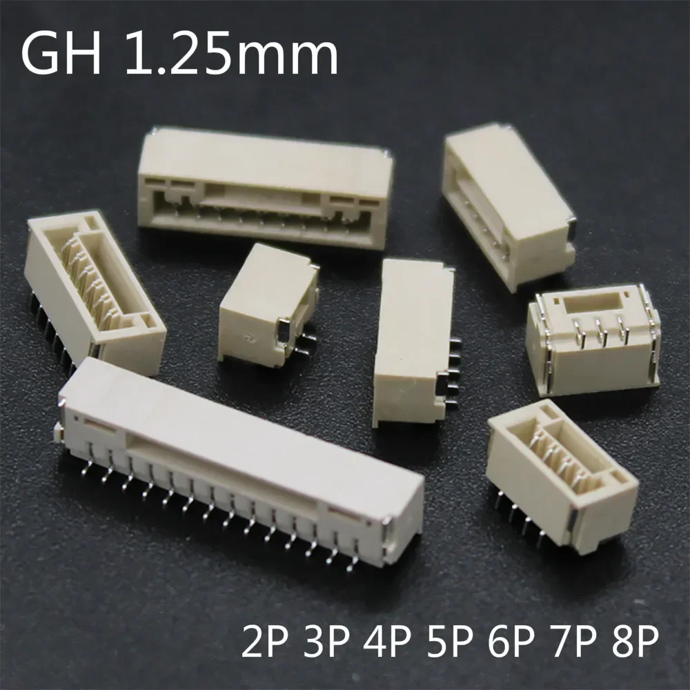 

20PCS/LOT GH 1.25mm Lying with Lock Connector SMT Horizontal 2P 3P 4P 5P 6P 8P JST A1257