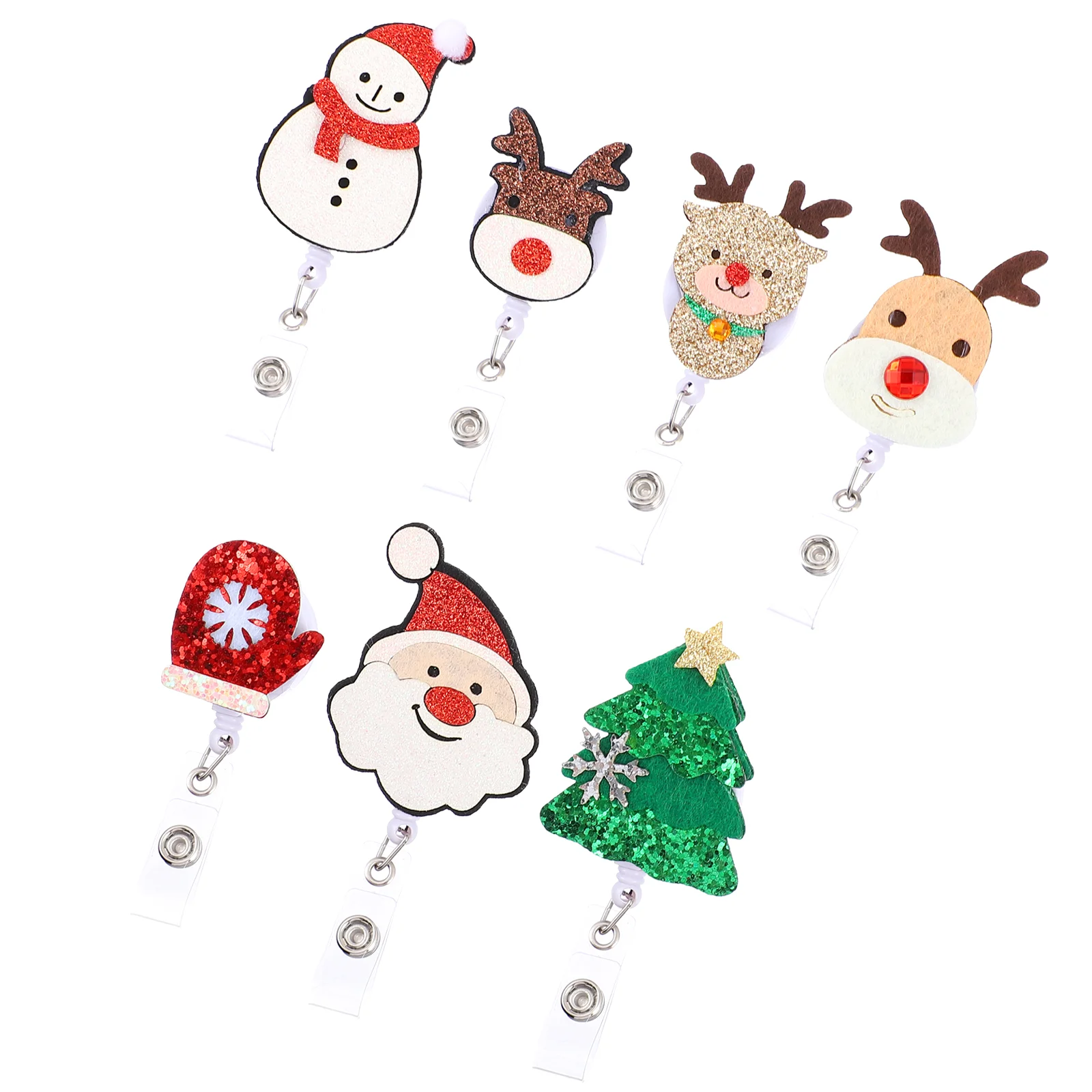 

7 Pcs Badge Clip Scroll Retractable Clips Nursing Felt Christmas Party Name Holder