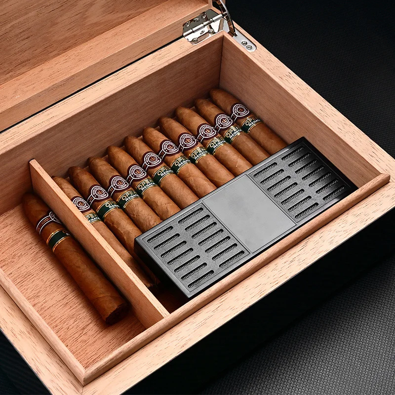 Black/Gold Portable Ultra-light Rectangle Black Smoking Cigar Humidor Humidifier Bar-type Humidor Cigar Accessories