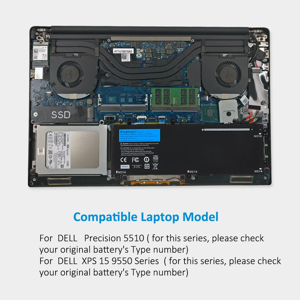 KingSener New 4GVGH RRCGW Laptop Battery for DELL Precision 5510 XPS 15 9550 Series 1P6KD T453X Free Tools