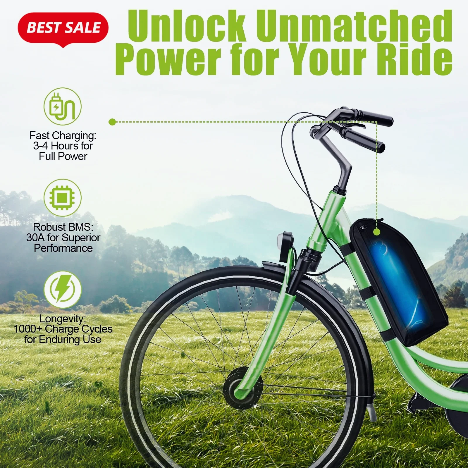 لمحرك 48V250-1500W XT6013S4P 48V 15Ah بطارية مع 30A BMS ، موصل مناسب بطارية أيون الليثيوم 18650.00 bms