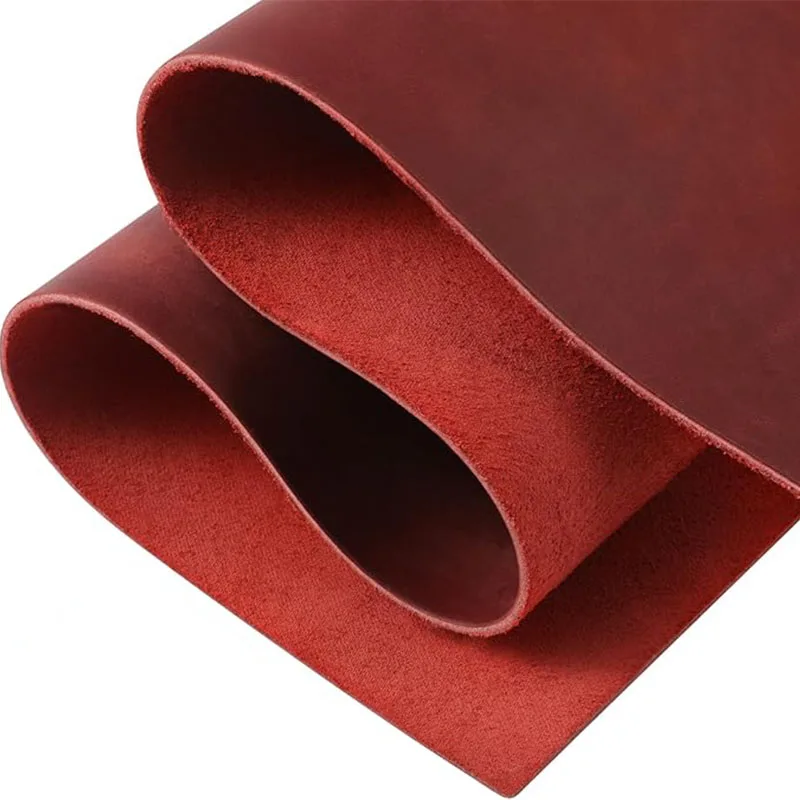 Wine Red Crazy Horse Leather, Genuine Leather in a Dark Red Shade, Stiff and Firm, vintage Pull-Up Effect Oily Leather, 2mm Thic
