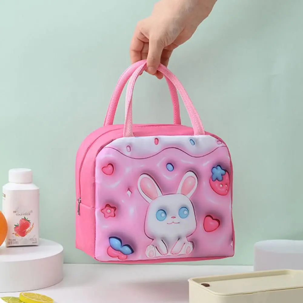 

Aluminum Foil 3D Cartoon Insulated Lunch Bag Thickened Handheld Cartoon Lunch Bag with Zipper Large Capacity Food Storage Bag