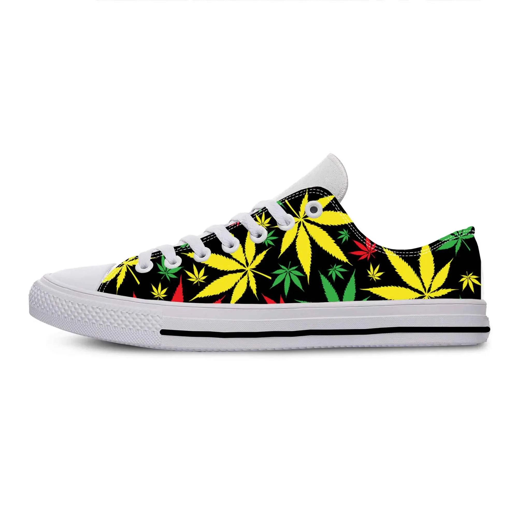 

Hot Summer Reggae Rasta Leaf Weed Pot Rastafarian Marijuana Casual Cloth Shoes Low Top Men Women Sneakers Low Top Board Shoes