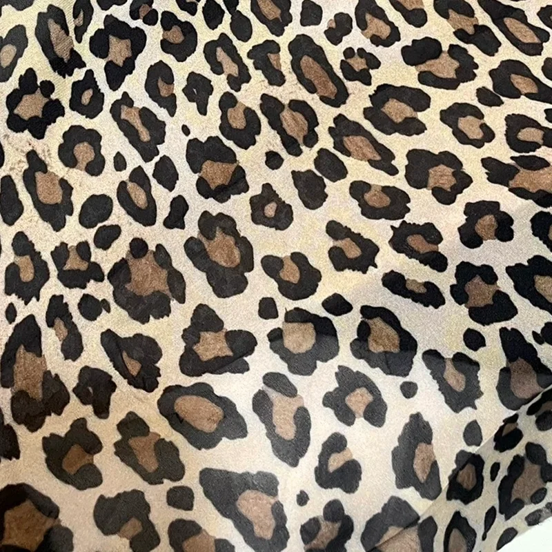 100% Cotton Soft Leopard Print Chiffon Fabric Design Sewing Material Cheongsam Party Dress Garment Wide 145cm Sold By Meter