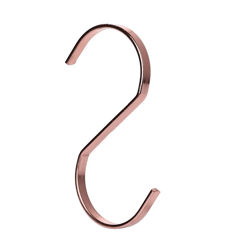 40-Pack 4 Inch Rose Gold Chrome Finish Steel Hanging Flat Hooks - S Shaped Hook Heavy-Duty S Hooks, For Kitchenware,Pots