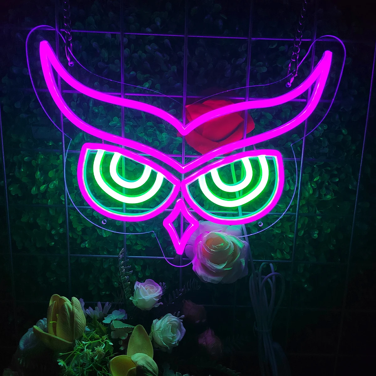 Owl pattern neon lights, suitable for room decoration, photo frames, bar party decoration, and creating an atmosphere.
