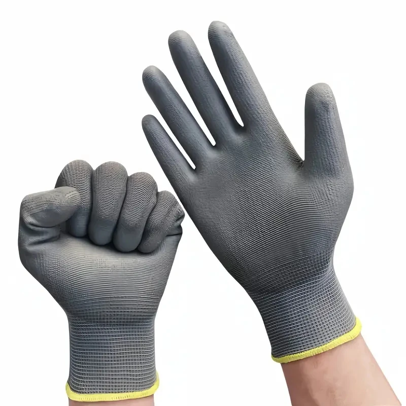 

12 пар черных/серых перчаток, защитных рабочих перчаток, ремонтных перчаток, перчаток с пальмовым покрытием, инструментов для ремонта плотника с CE EN-388