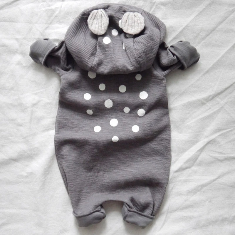 

Baywell Autumn Baby Boy Cute Deer Hooded Romper 1 Year NewBorn Baby Clothing 0-24 Months Toddler Girl Brown Dots Jumpsuit