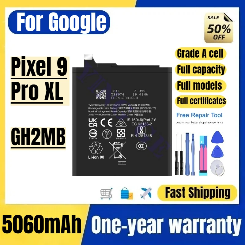 GH2MB for Google Pixel 9 Pro XL Phone Battery High Quality High Capacity Battery Replacement Bateria Grade A Cell with Tools