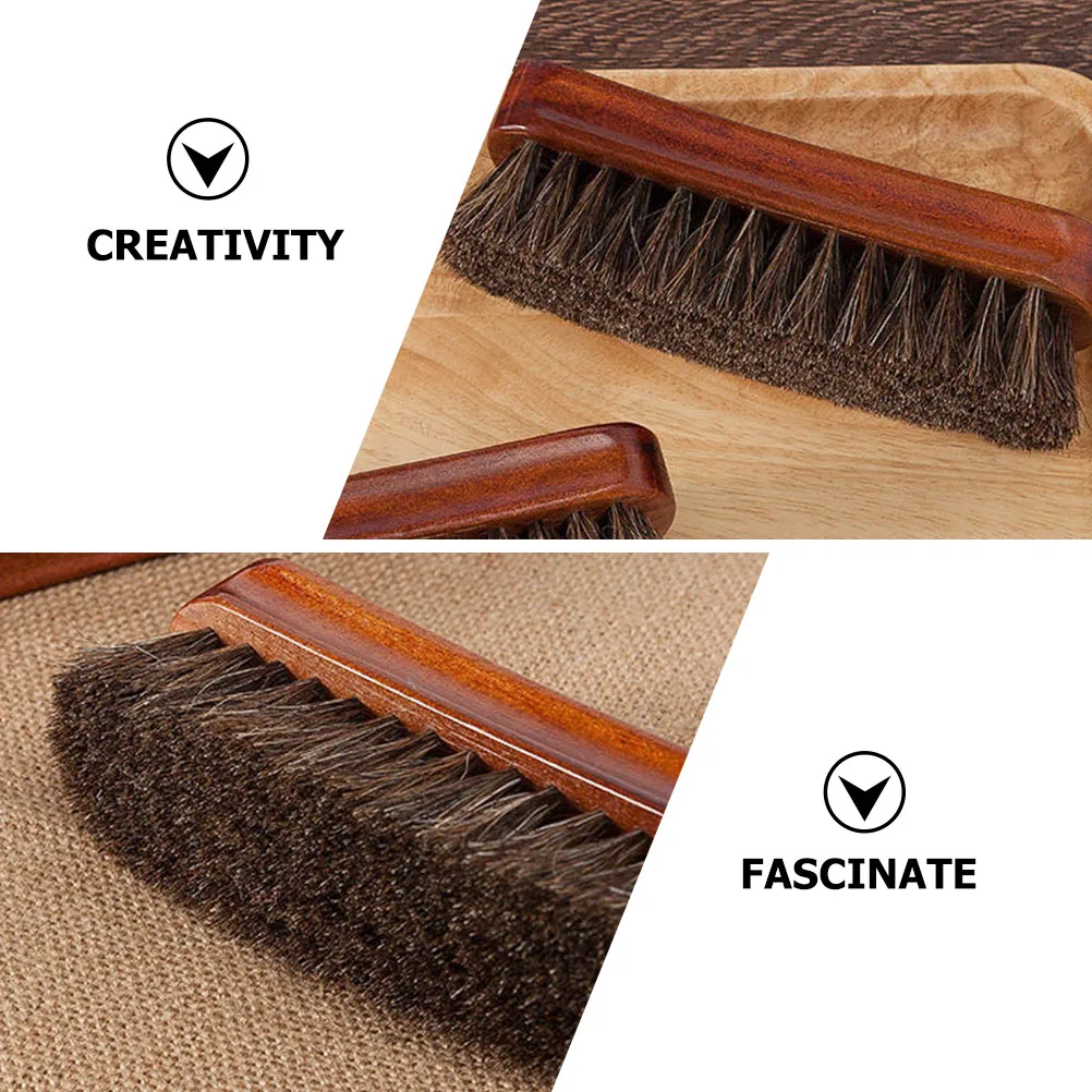 

Wooden Horse Hair Brush for Shoes Hats Cleaning Polisher Small Bend Design Efficient Shoe Boot Care Tools