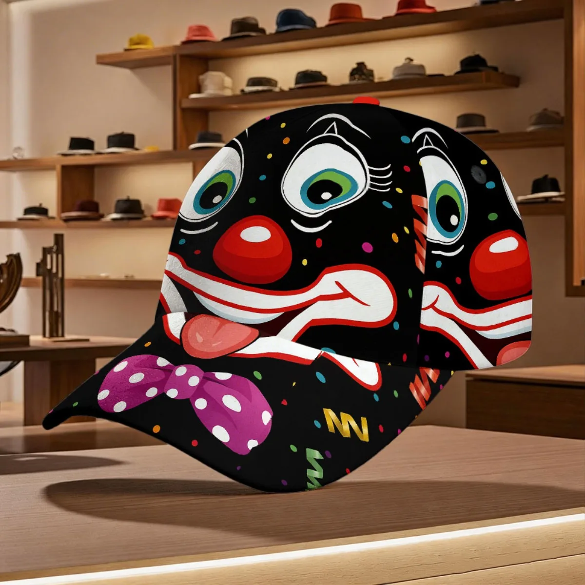 1pc Featuring a Classic Baseball Cap Adorned with a Party Clown Face Confetti Design, Perfect for Celebrations