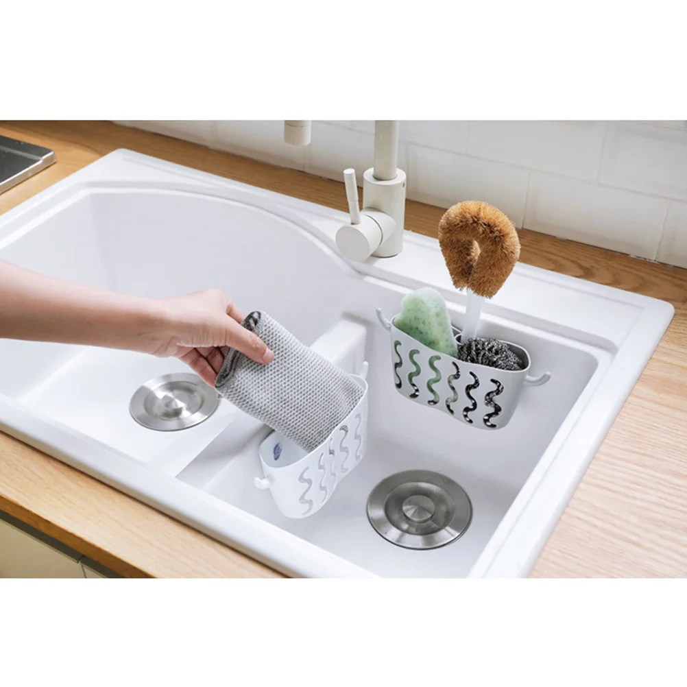 

Suction Cup Storage Basket Kitchen Sponge Rack Cutlery Drainer Sink Holder Plastic Drain Rack Bathroom Organizer Wall Mount