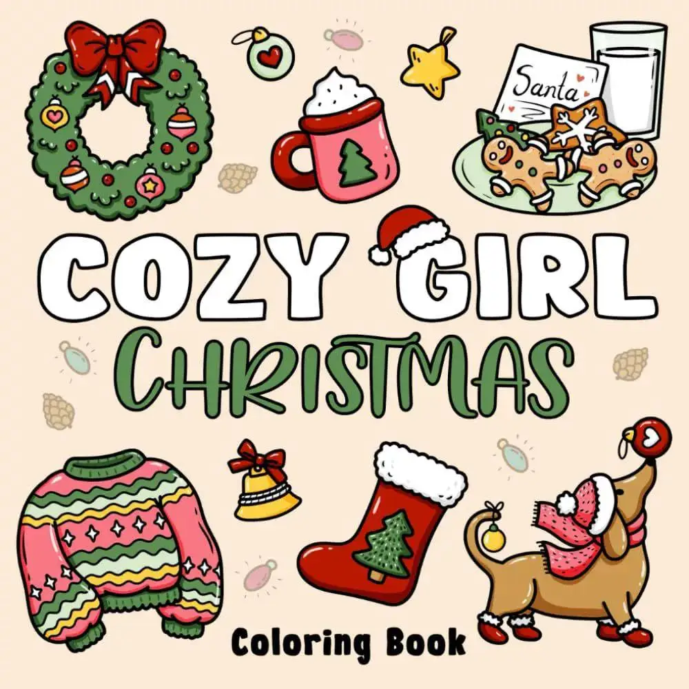 Cozy Girl Christmas Coloring Book - Cute & Easy Drawings for Adults Perfect Gift Party Birthday Relaxing Art Therapy