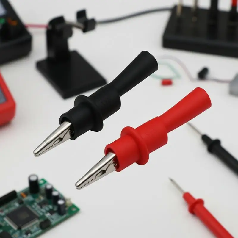 Alligator Clips Test Clip Clamp Set 2Pcs Red Black Wire Tip Clamps Multimeter Tester Probes 10A 1000V AC DC For Multimeter Tool