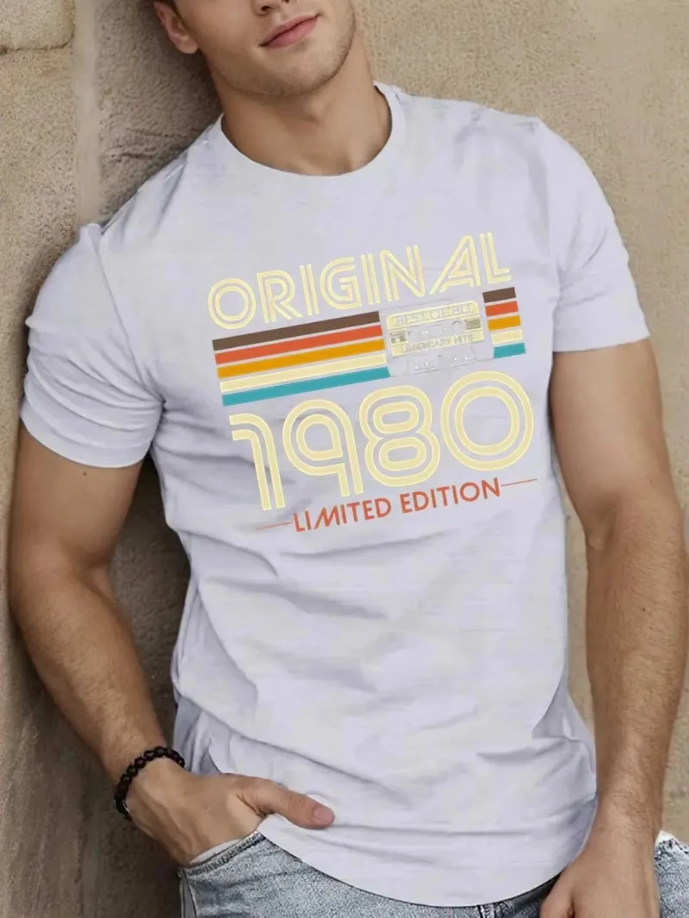 Men's Summer Fashionable Casual Sports Loose 1980 Retro Printed Round Neck Short Sleeved T-shirt Top 2026 Men T-shirt Tops