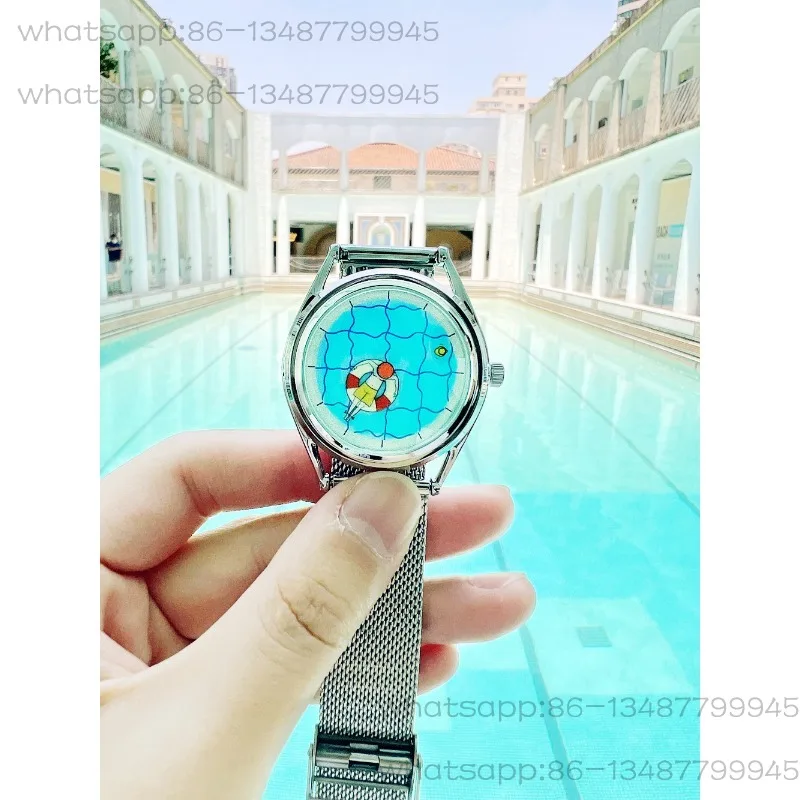 Simple Gift Swimming Pointer Neutral Metal, Leather Watch, Creative Design Watch