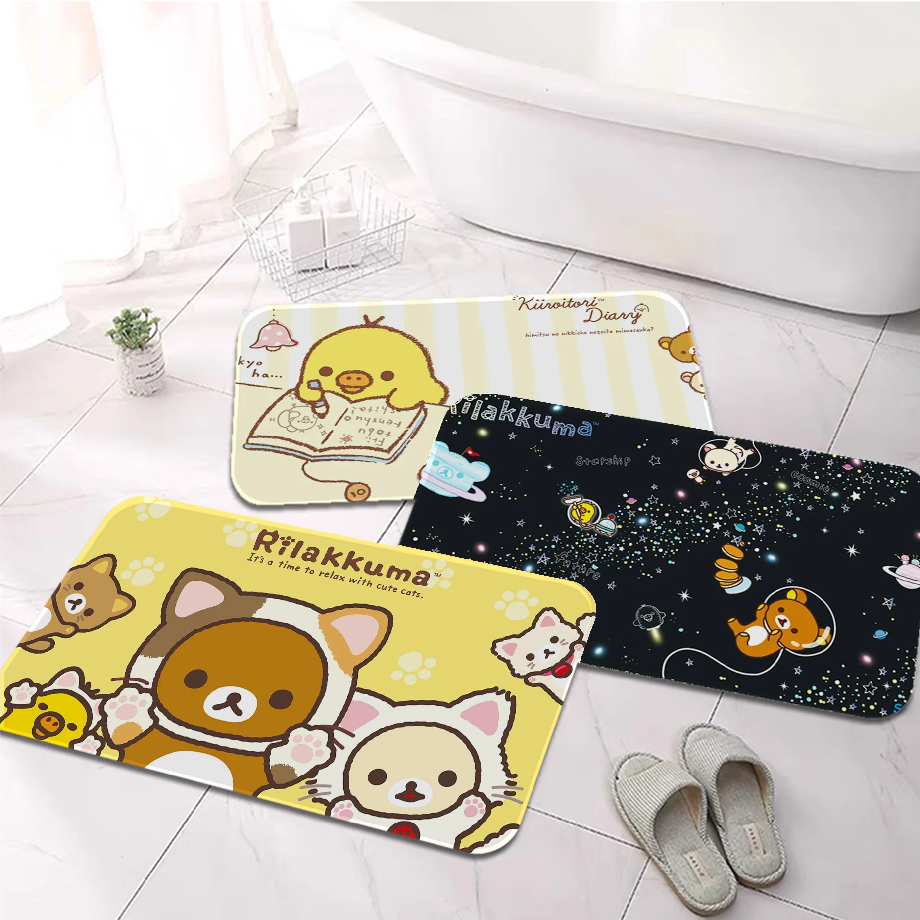 Cartoon starry sky lirakumar print facecloth bathroom mat personalized decorative non-slip mat for living room kitchen entry mat