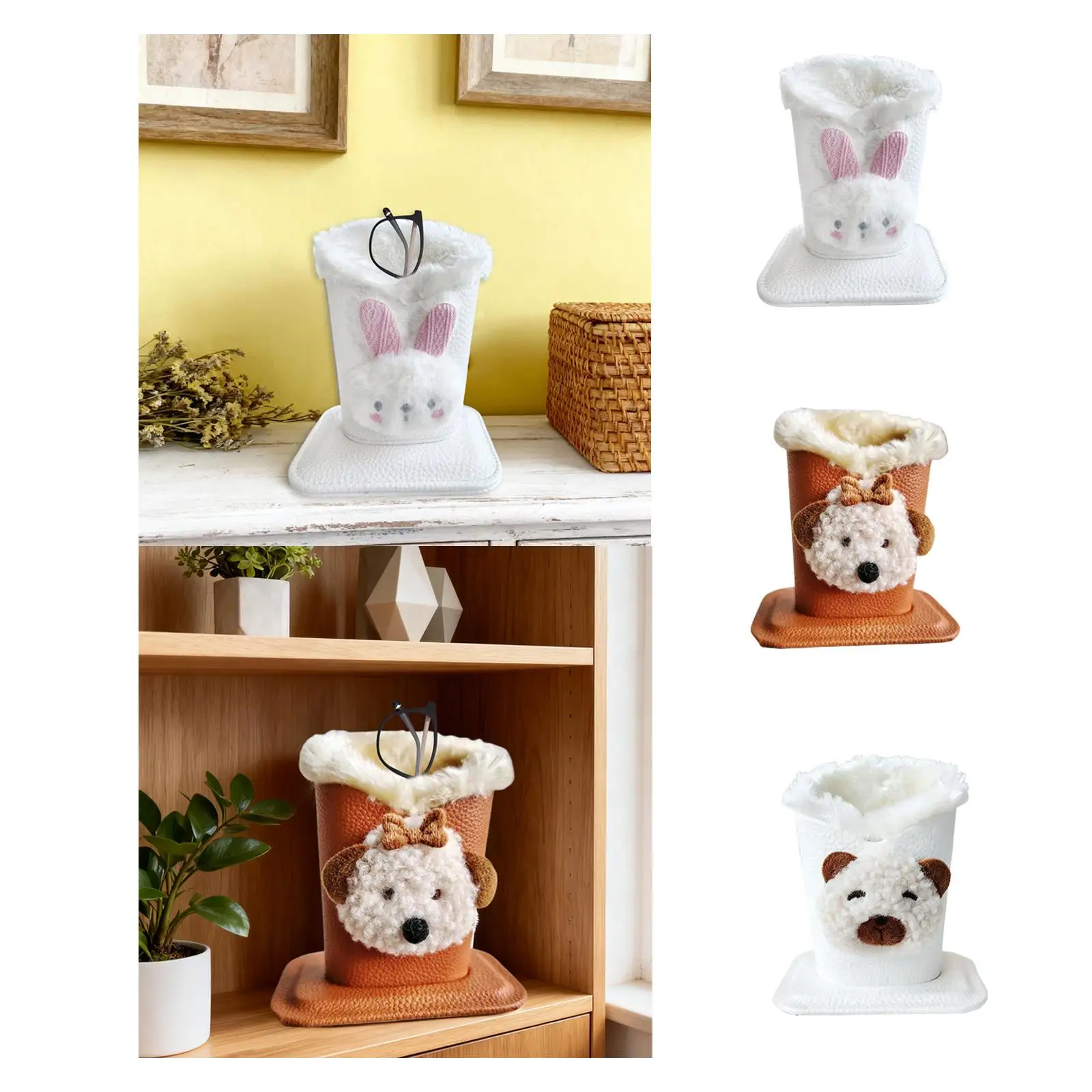 Pluche gevoerde brillenhouderstandaard Multifunctionele stevige cartoonbrilopslag